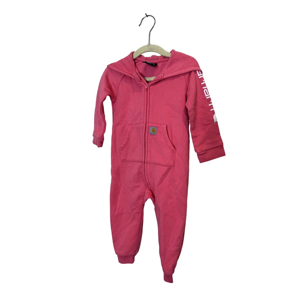 Carhartt Snowsuit Baby Girls 9-12 Months Pink Hooded Fleece Lined One Piece